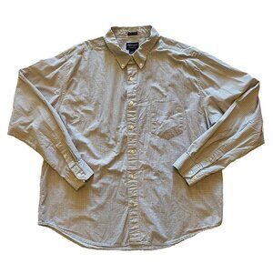 American Eagle XXL Button Front Shirt Vintage Slim Fit Blue Green Plaid